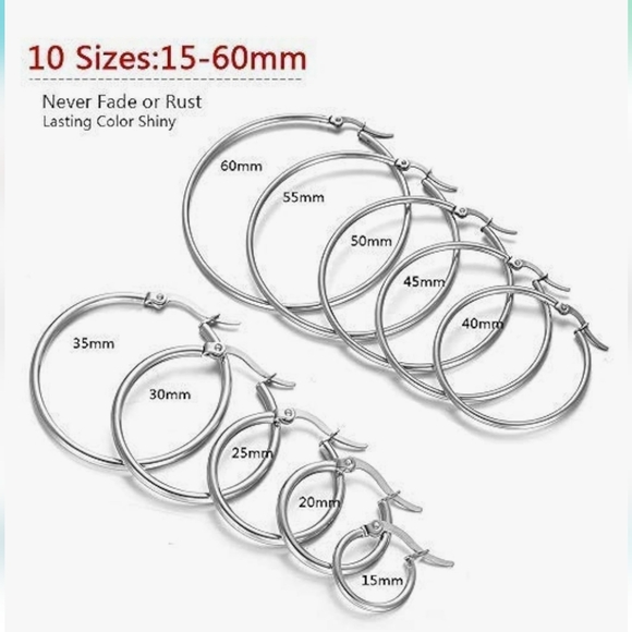 NWOT Hoop Earrings Set of 10 - Picture 4 of 5